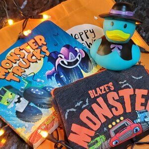 Halloween Gift Bag for Baby Boys Blaze's Monster Mash Tee, Size 6 mos, Book, etc